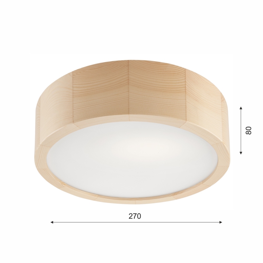 Plafón de baño NATURAL 2xE27/15W/230V IP54 pino ø 27 cm