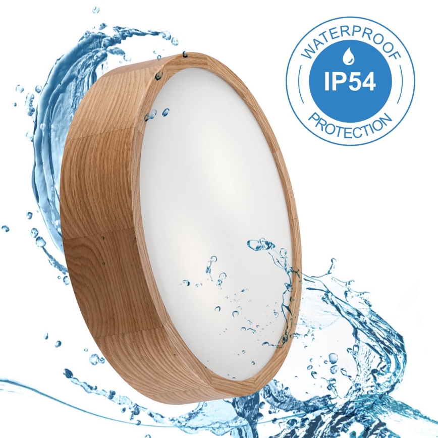 Plafón de baño OAK 3xE27/15W/230V roble ø 37 cm IP54