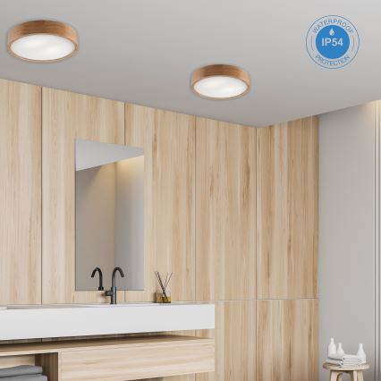 Plafón de baño OAK 3xE27/15W/230V roble ø 37 cm IP54
