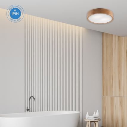 Plafón de baño OAK 3xE27/15W/230V roble ø 37 cm IP54