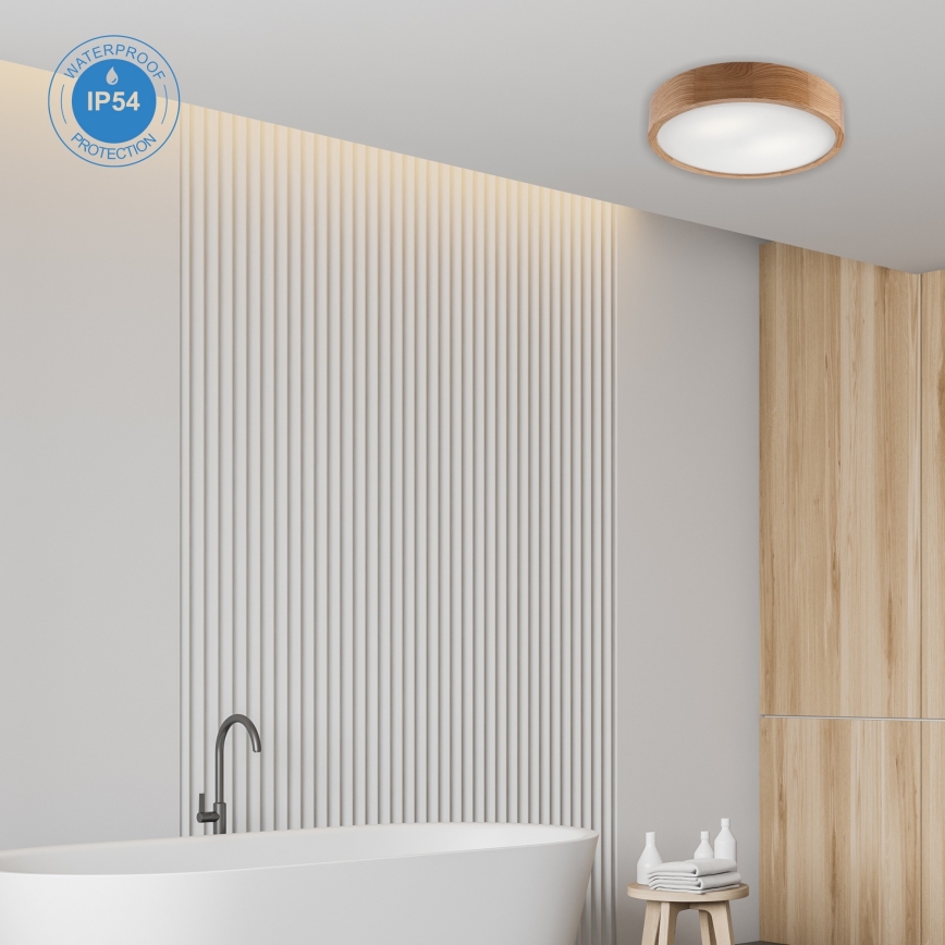 Plafón de baño OAK 3xE27/15W/230V roble ø 37 cm IP54