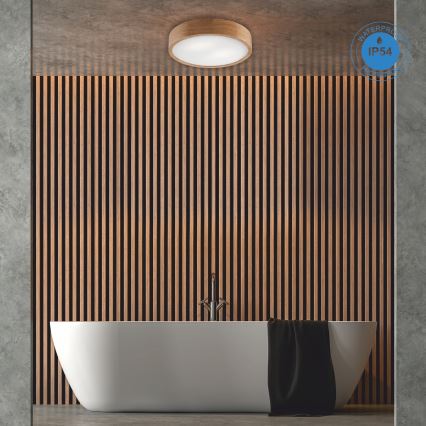 Plafón de baño OAK 3xE27/15W/230V roble ø 37 cm IP54