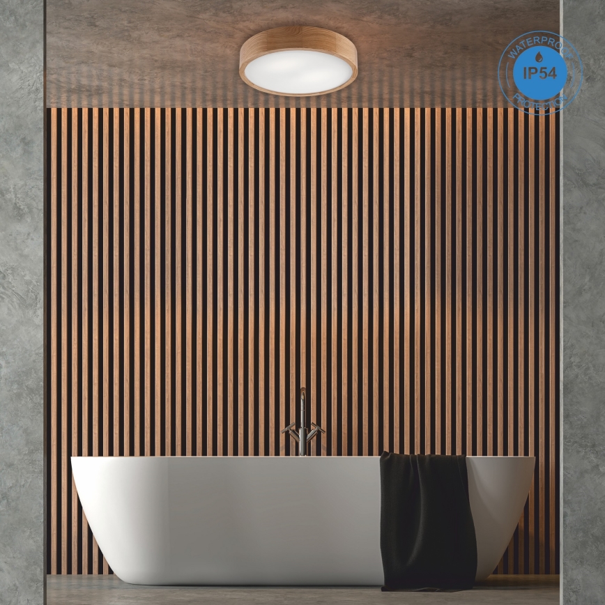 Plafón de baño OAK 3xE27/15W/230V roble ø 37 cm IP54