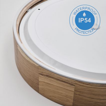 Plafón de baño OAK 3xE27/15W/230V roble ø 37 cm IP54