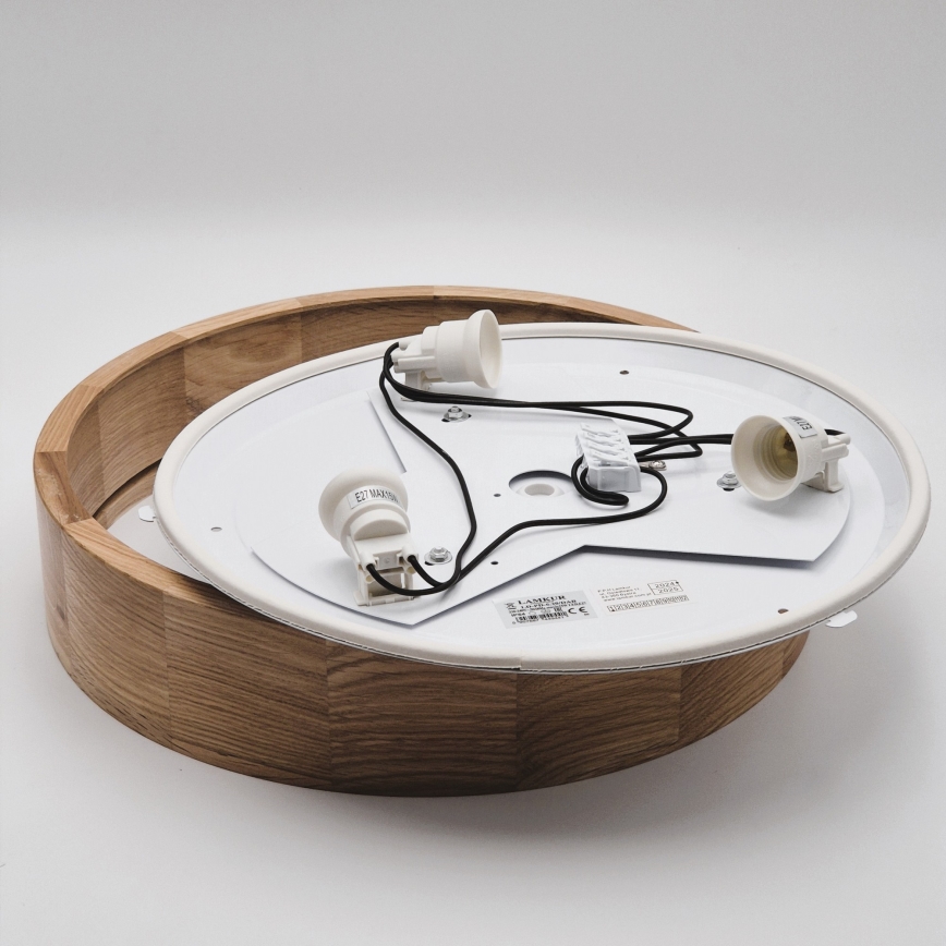 Plafón de baño OAK 3xE27/15W/230V roble ø 37 cm IP54