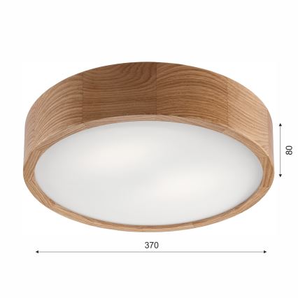 Plafón de baño OAK 3xE27/15W/230V roble ø 37 cm IP54