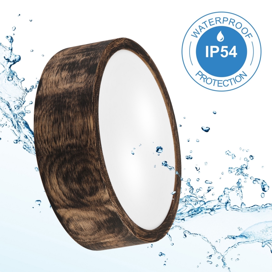 Plafón de baño OAK SMOKY 2xE27/15W/230V IP54 ø 27,5 cm roble/marrón
