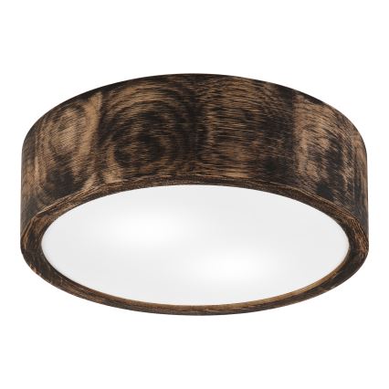 Plafón de baño OAK SMOKY 2xE27/15W/230V IP54 ø 27,5 cm roble/marrón