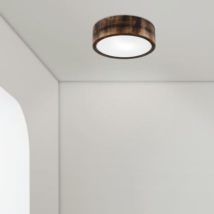 Plafón de baño OAK SMOKY 2xE27/15W/230V IP54 ø 27,5 cm roble/marrón