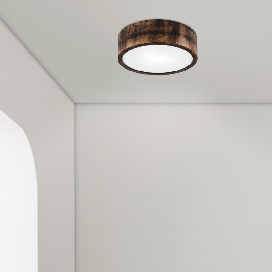 Plafón de baño OAK SMOKY 2xE27/15W/230V IP54 ø 27,5 cm roble/marrón