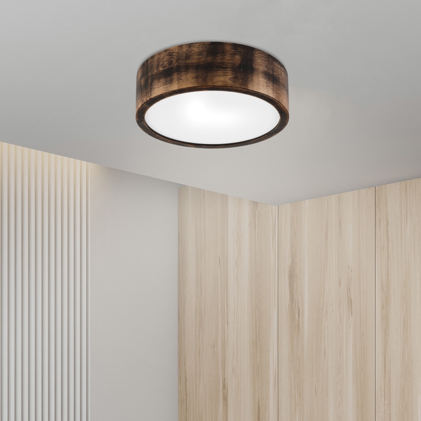 Plafón de baño OAK SMOKY 2xE27/15W/230V IP54 ø 27,5 cm roble/marrón