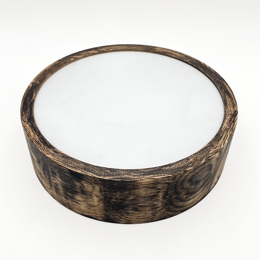 Plafón de baño OAK SMOKY 2xE27/15W/230V IP54 ø 27,5 cm roble/marrón
