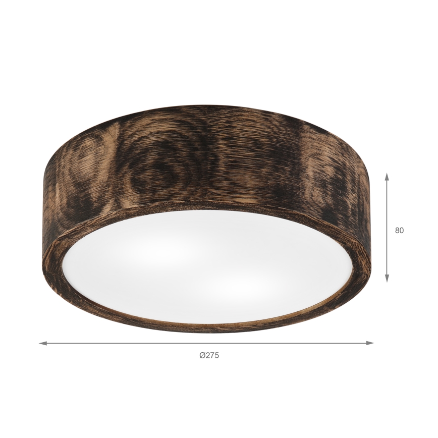 Plafón de baño OAK SMOKY 2xE27/15W/230V IP54 ø 27,5 cm roble/marrón