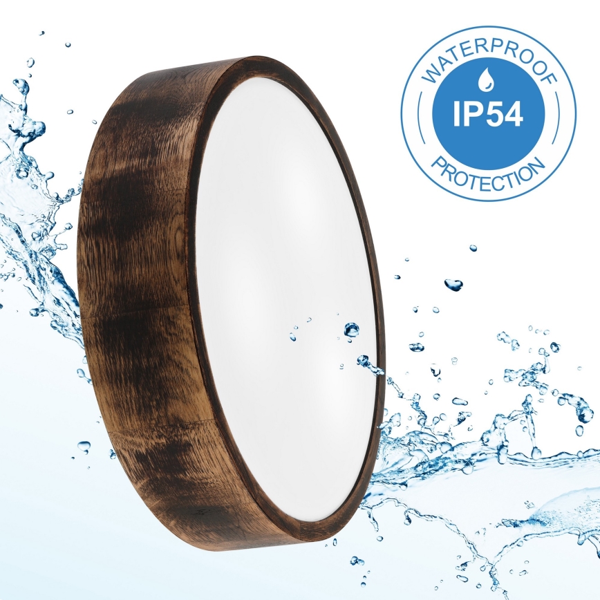 Plafón de baño OAK SMOKY 3xE27/15W/230V IP54 ø 37,5 cm roble/marrón