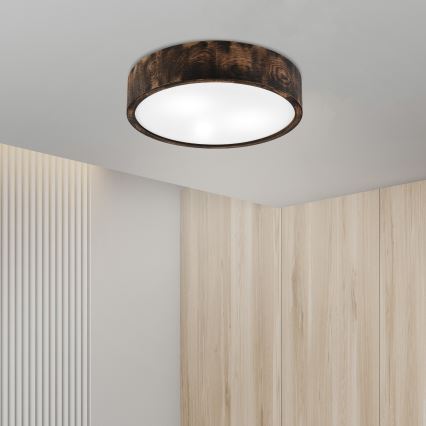 Plafón de baño OAK SMOKY 3xE27/15W/230V IP54 ø 37,5 cm roble/marrón