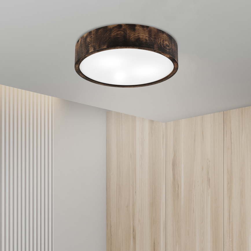 Plafón de baño OAK SMOKY 3xE27/15W/230V IP54 ø 37,5 cm roble/marrón