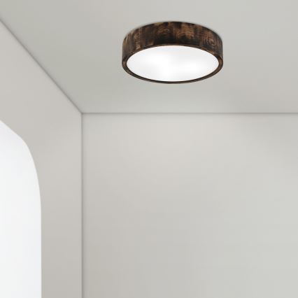 Plafón de baño OAK SMOKY 3xE27/15W/230V IP54 ø 37,5 cm roble/marrón