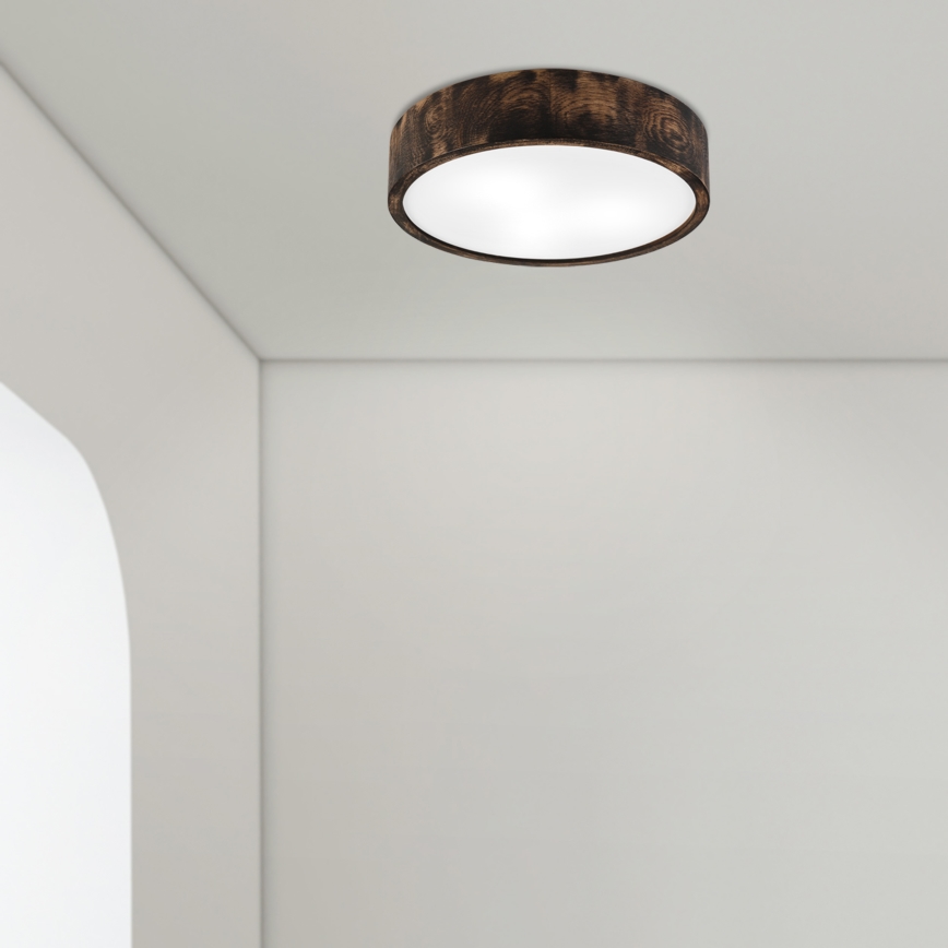 Plafón de baño OAK SMOKY 3xE27/15W/230V IP54 ø 37,5 cm roble/marrón
