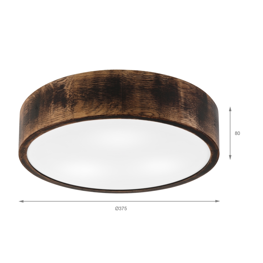 Plafón de baño OAK SMOKY 3xE27/15W/230V IP54 ø 37,5 cm roble/marrón