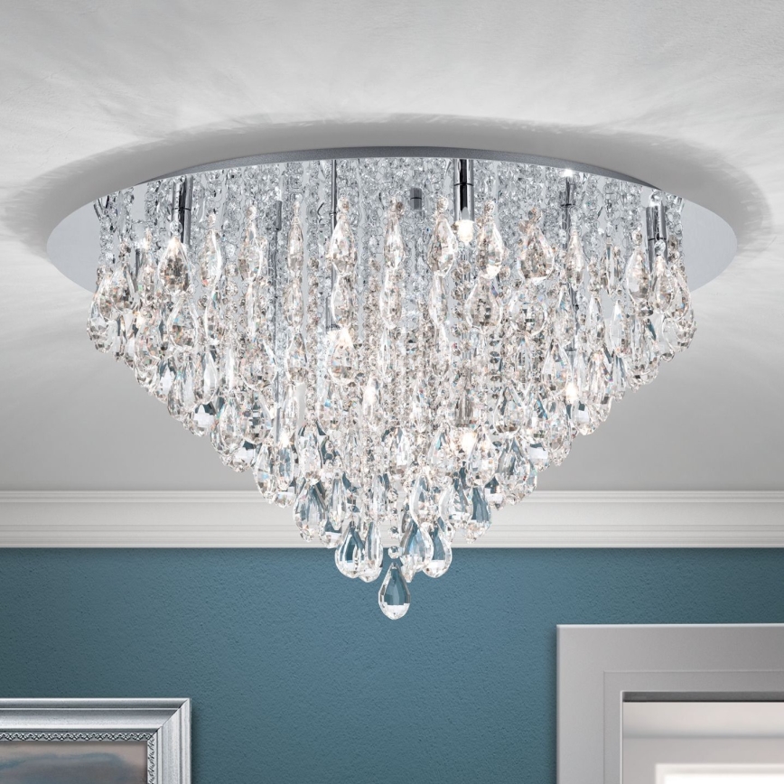 Plafón de cristal CELESTE 12xG9/40W/230V diá. 75 cm cromo brillante