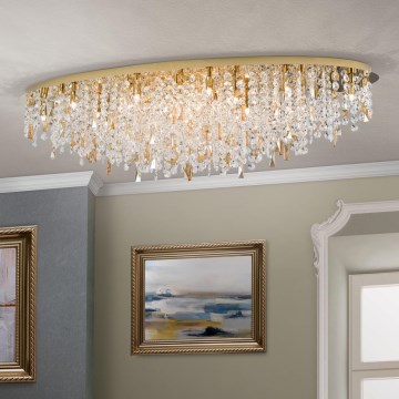 Plafón de cristal CRYSTALRIVER 21xG9/40W/230V dorado