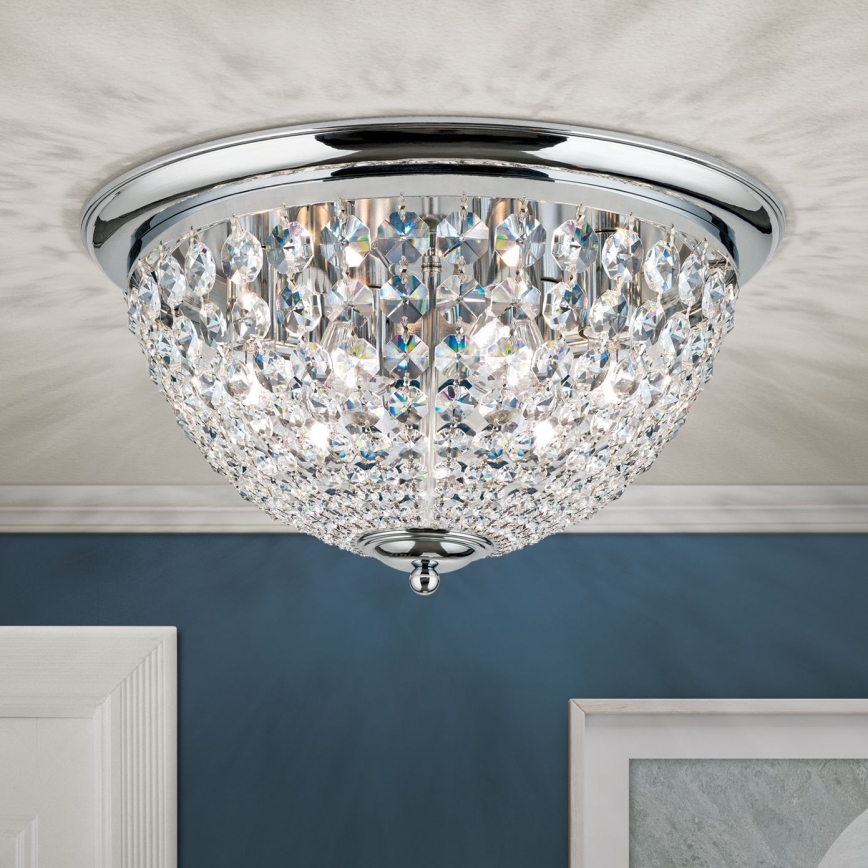 Plafón de cristal PLAFOND 6xE27/40W/230V diá. 47 cm cromo brillante