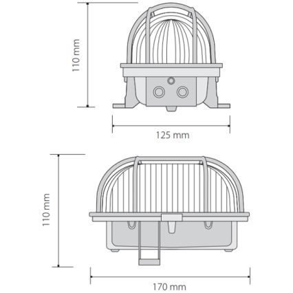 Plafón de exterior OVAL 1xE27/60W/230V IP44