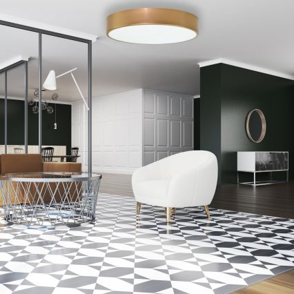 Lámpara de techo con sensor de movimiento y de crepúsculo CLEO 4xE27/24W/230V Ø 50 cm dorada