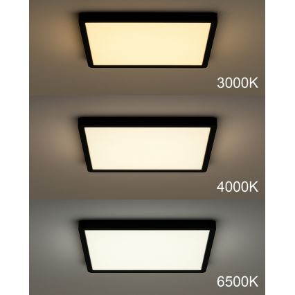 Plafón de techo LED/24W/230V 3000/4000/6500K 30x30 cm negro