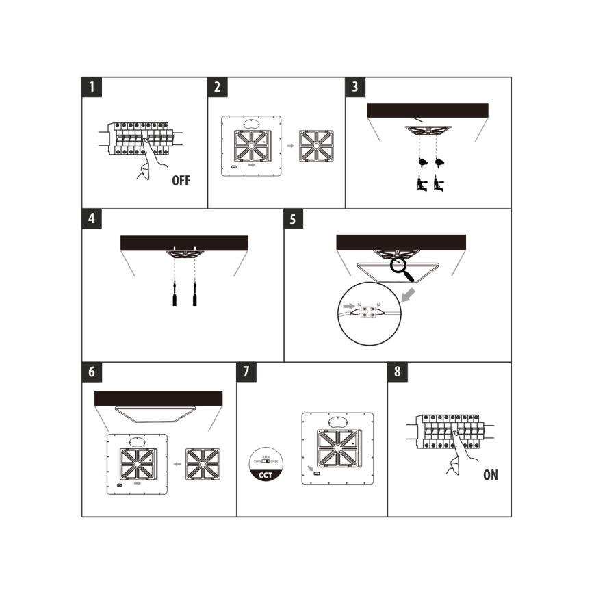 Plafón de techo LED/24W/230V 3000/4000/6500K 30x30 cm negro