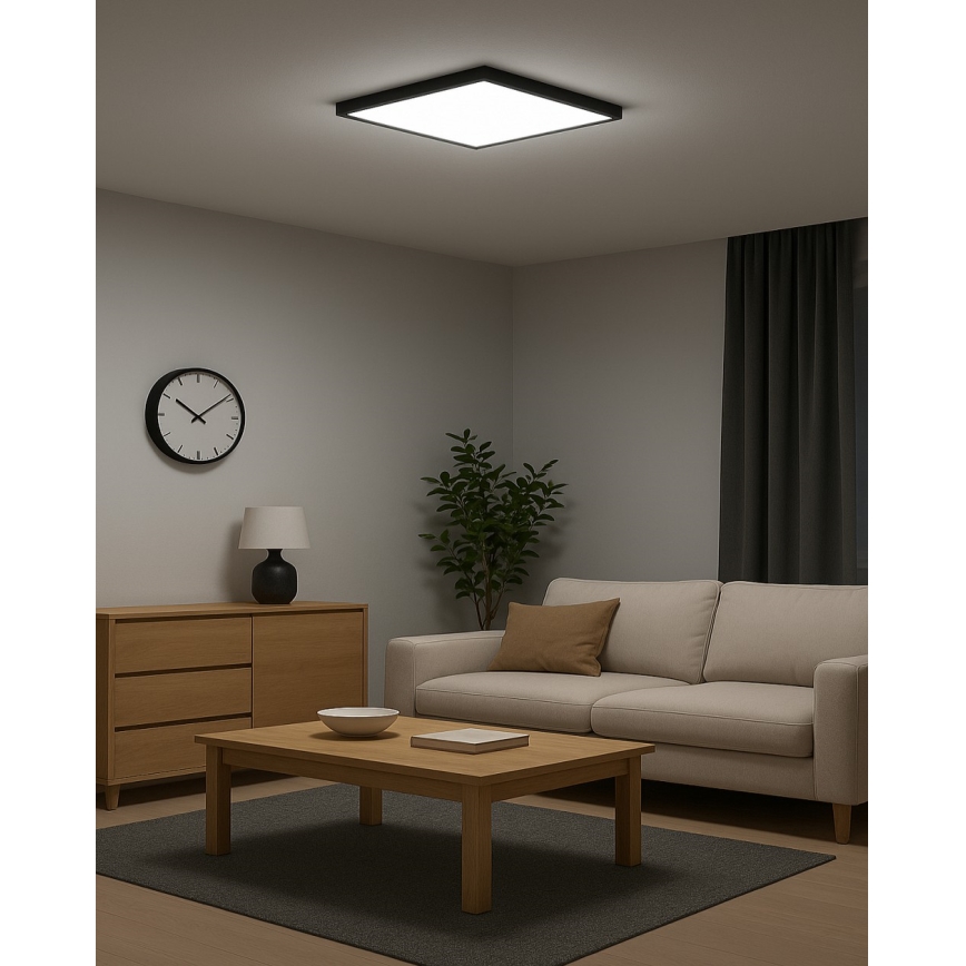 Plafón de techo LED/32W/230V 3000/4000/6500K 40x40 cm negro
