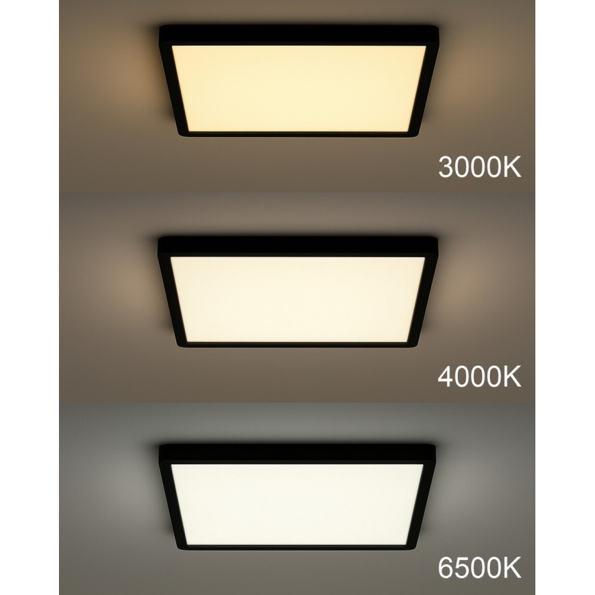 Plafón de techo LED/32W/230V 3000/4000/6500K 40x40 cm negro