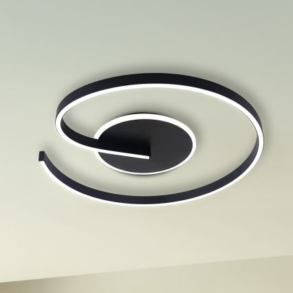 Plafón de techo LED LORENZO, 22 W, 230 V, Ø 50 cm, negro