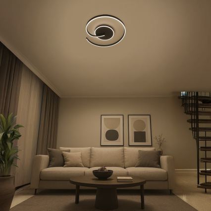 Plafón de techo LED LORENZO, 22 W, 230 V, Ø 50 cm, negro