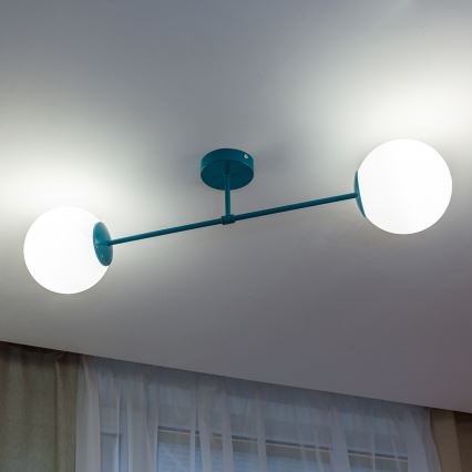 Plafón de techo MOON 2xE27/15W/230V turquesa