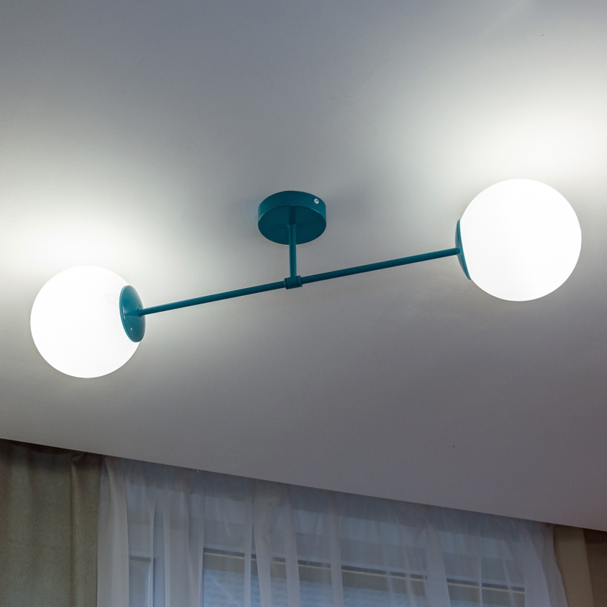 Plafón de techo MOON 2xE27/15W/230V turquesa