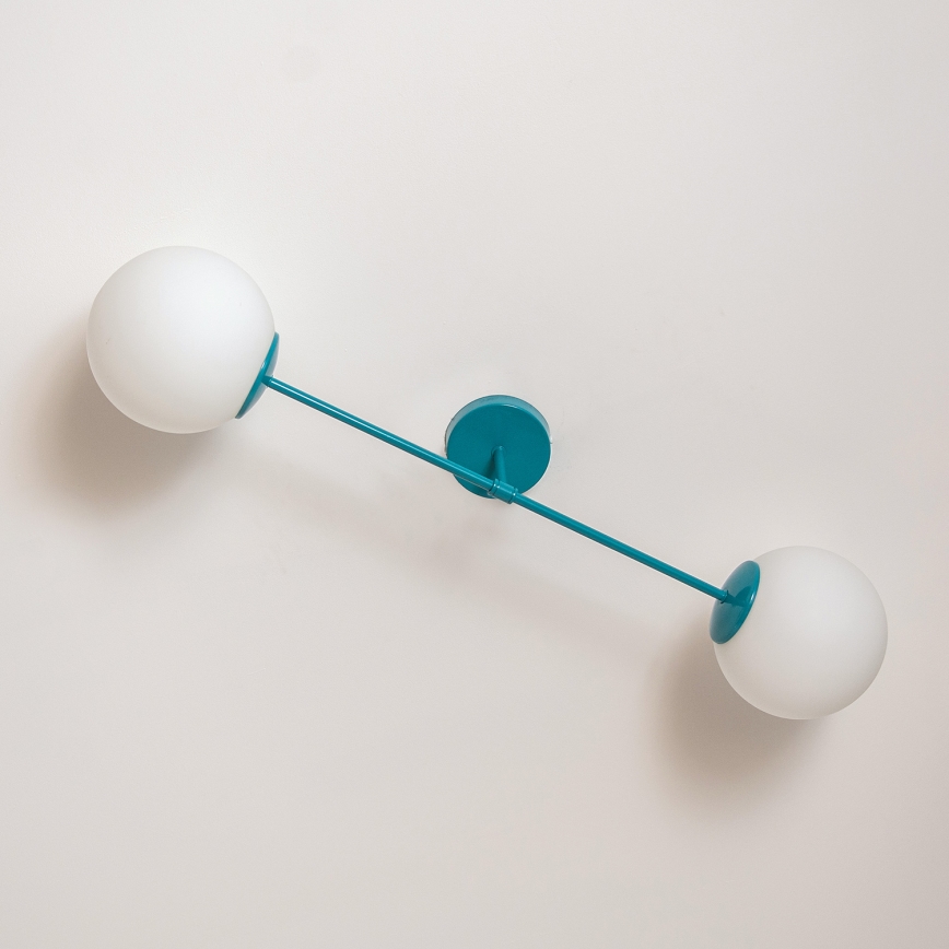 Plafón de techo MOON 2xE27/15W/230V turquesa