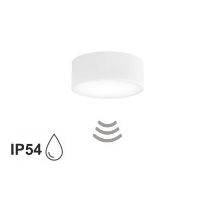 Plafón de techo para baño con sensor CLEO, 1x E27/24W/230V, Ø 20 cm, IP54, blanco