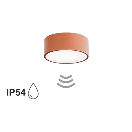 Plafón de techo para baño con sensor CLEO 1xE27/24W/230V Ø 20 cm IP54 acabado en cobre