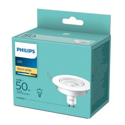 Plafón empotrable LED Philips 1xGU10/4,7W/230V 2700K