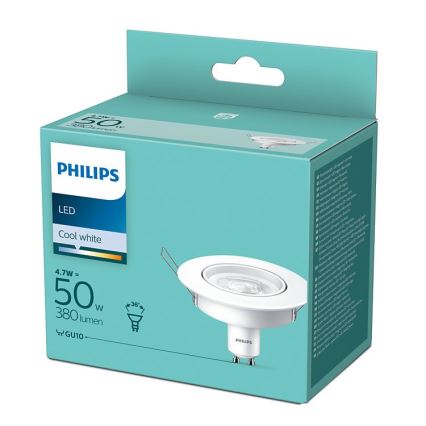 Plafón empotrable LED Philips 1xGU10/4,7W/230V 4000K