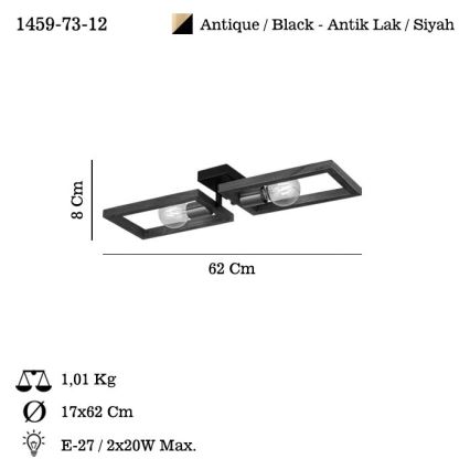 Plafón ERA 2xE27/40W/230V marrón