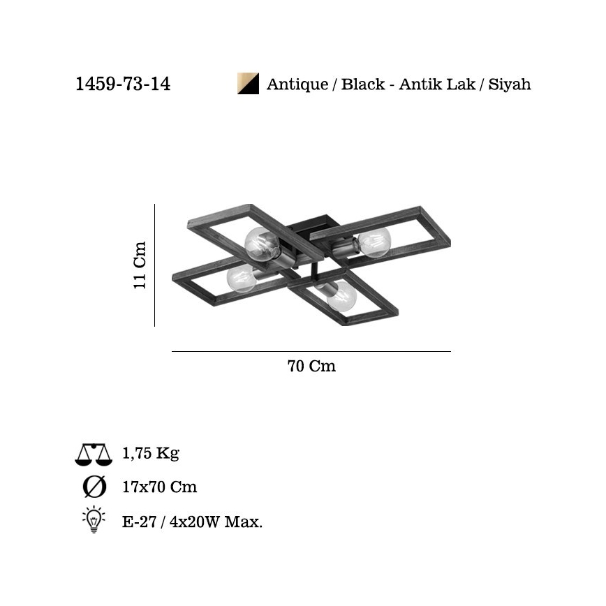 Plafón ERA 4xE27/40W/230V marrón