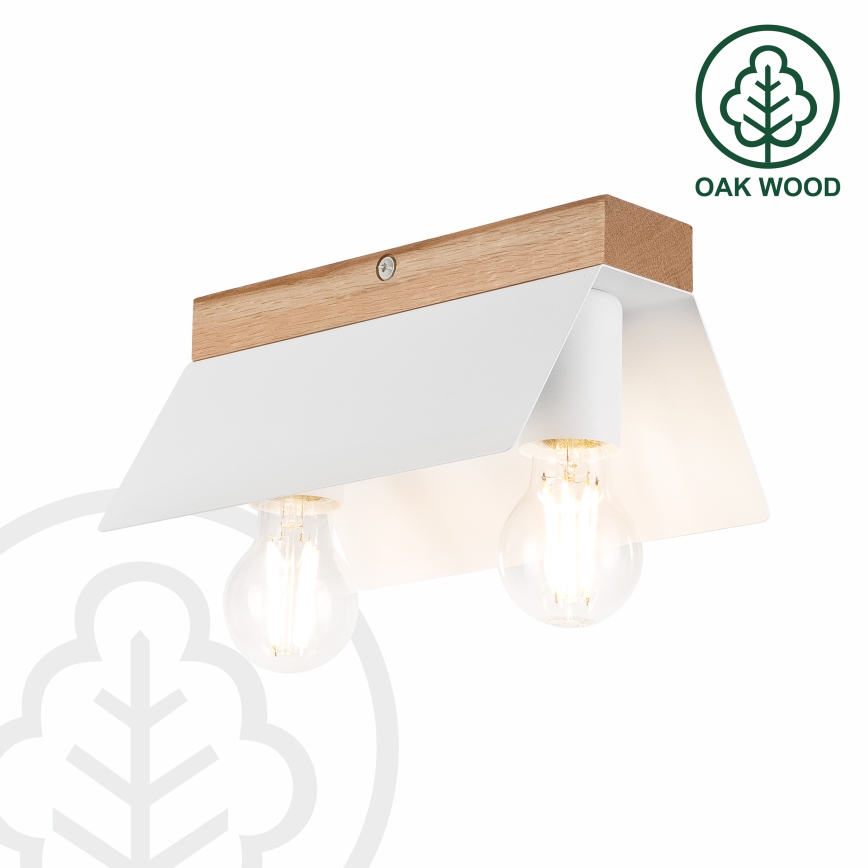 Plafón ESME 2xE27/15W/230V blanco/roble