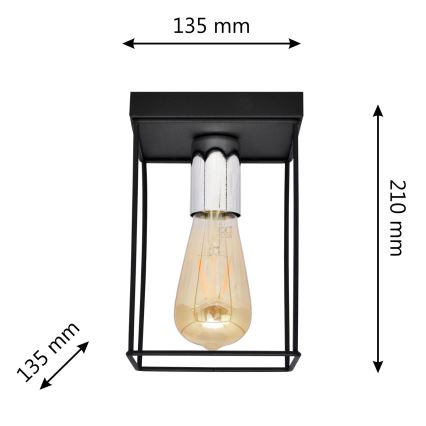 Plafón FINN 1xE27/15W/230V negro/cromo brillante