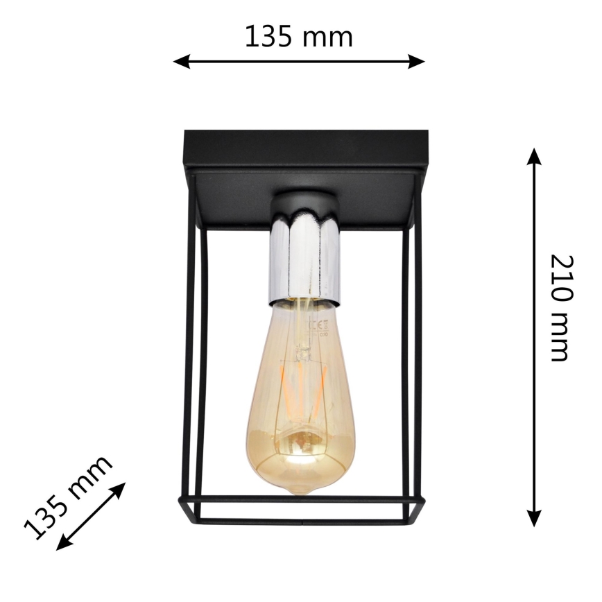 Plafón FINN 1xE27/15W/230V negro/cromo brillante