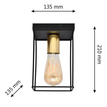 Plafón FINN 1xE27/15W/230V negro/dorado