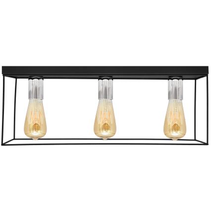 Plafón FINN 3xE27/15W/230V negro/cromo brillante