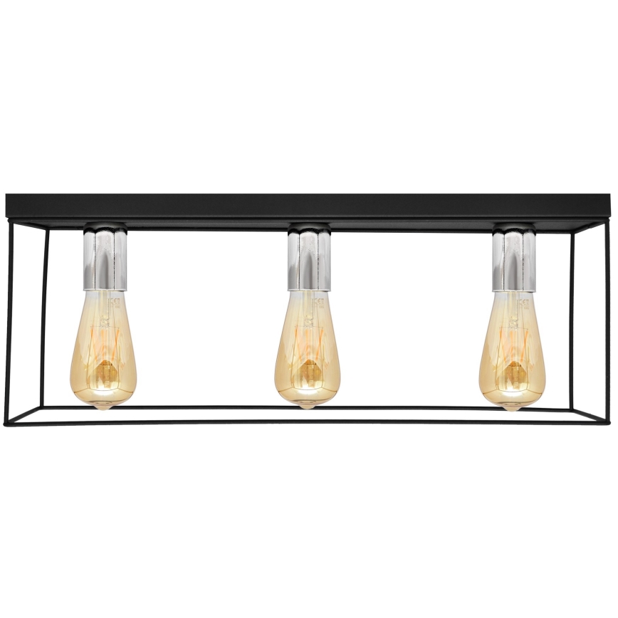 Plafón FINN 3xE27/15W/230V negro/cromo brillante