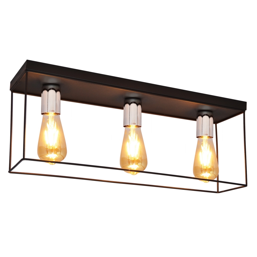 Plafón FINN 3xE27/15W/230V negro/cromo brillante